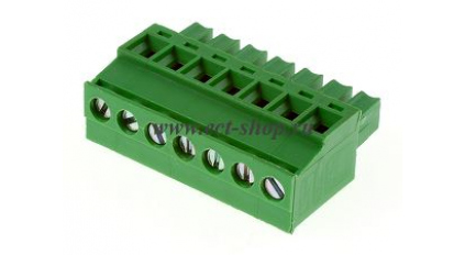 Клеммная колодка DINKLE EC381RL-07P, Винтовая, 7 контактов, сечение провода 0.2-1.5 мм2, ток 14 A, Зеленый фото 1