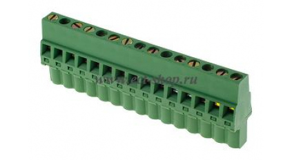 Клеммная колодка DINKLE 2ESDRL-15P, Винтовая, 15 контактов, сечение провода 0.2-2.5 мм2, ток 18 A, Зеленый фото 1