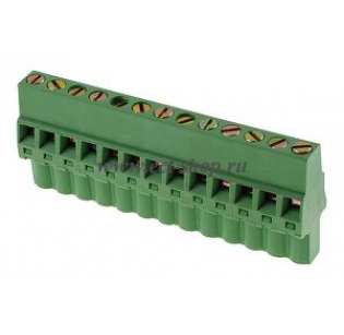 Клеммная колодка DINKLE 5ESDRL-13P, Винтовая, 13 контактов, сечение провода 0.2-2.5 мм2, ток 18 A, Зеленый