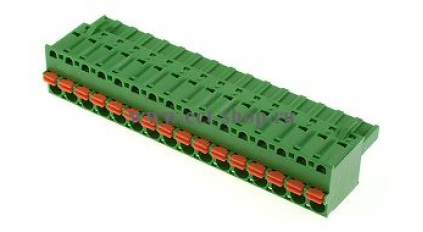 Клеммная колодка DINKLE 2ESDS-16P, Пружинная, 16 контактов, сечение провода 0.2-2.5 мм2, ток 12 A, Зеленый фото 1