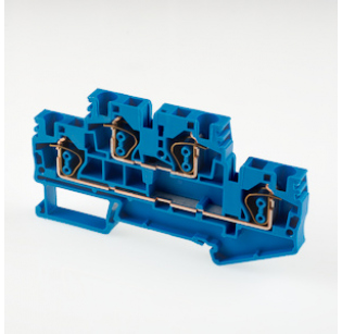 Клеммная колодка DINKLE AKK4-BL, Пружинная, сечение провода 0.2-4 мм2, ток 32 A, Синий