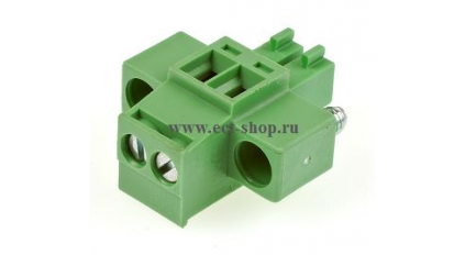 Клеммная колодка DINKLE EC350RM-02P, Винтовая, 2 контакта, сечение провода 0.2-1.5 мм2, ток 14 A, Зеленый фото 1