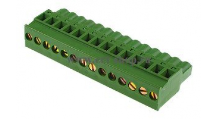 Клеммная колодка DINKLE 2ESDPL-14P, Винтовая, 14 контактов, сечение провода 0.2-4 мм2, ток 18 A, Зеленый фото 1