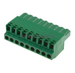 Клеммная колодка DINKLE 2ESDF-09P, Винтовая, 9 контактов, сечение провода 0.2-4 мм2, ток 18 A, Зеленый