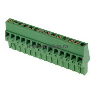 Клеммная колодка DINKLE 2ESDR-14P, Винтовая, 14 контактов, сечение провода 0.2-2.5 мм2, ток 18 A, Зеленый