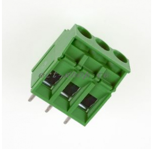 Клеммная колодка DINKLE ESK508V-03P, Винтовая, 3 контакта, сечение провода 0.5-2.5 мм2, ток 24 A, Зеленый