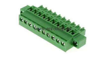 Клеммная колодка DINKLE EC381RM-10P, Винтовая, 10 контактов, сечение провода 0.2-1.5 мм2, ток 14 A, Зеленый фото 1