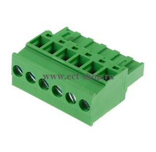 Клеммная колодка DINKLE 2ESDP-06P, Винтовая, 6 контактов, сечение провода 0.2-4 мм2, ток 18 A, Зеленый