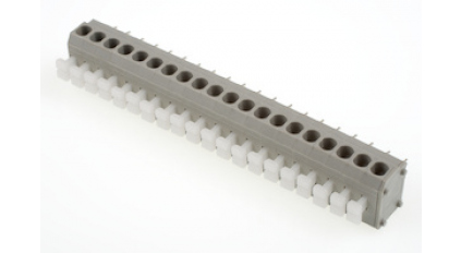 Клеммная колодка DINKLE 144RA-20P, Пружинная, 20 контактов, сечение провода 0.5-2.5 мм2, ток 24 A, Серый фото 1