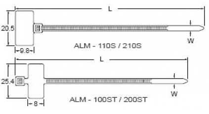 Маркировочные кабельные пластиковые стяжки с биркой, AVC ALM-110S (100шт) фото 3
