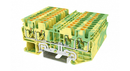 Клеммная колодка DINKLE DP2.5N-TR-PE, Push-in, сечение провода 0.14-2.5 мм2, ток 24 A, Желто-зеленый фото 1