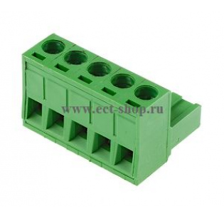 Клеммная колодка DINKLE 5ESDV-05P, Винтовая, 5 контактов, сечение провода 0.2-4 мм2, ток 18 A, Зеленый