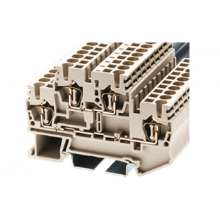 Клеммная колодка DINKLE AKK2.5, Пружинная, сечение провода 0.2-2.5 мм2, ток 24 A, Бежевый