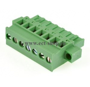 Клеммная колодка DINKLE 5ESDPM-07P, Винтовая, 7 контактов, сечение провода 0.2-4 мм2, ток 18 A, Зеленый