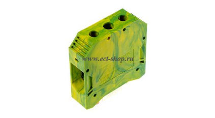 Клеммная колодка DINKLE GK50 (DK50-PE), Винтовая, сечение провода 16-50 мм2, ток 150 A, Желто-зеленый фото 1