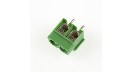 Клеммная колодка DINKLE ED500V-02P (новый корпус), Винтовая, 2 контакта, сечение провода 0.5-1.5 мм2, ток 17.5 A, Зеленый фото 1