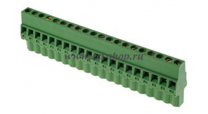 Клеммная колодка DINKLE 2ESDRL-20P, Винтовая, 20 контактов, сечение провода 0.2-2.5 мм2, ток 18 A, Зеленый фото 1