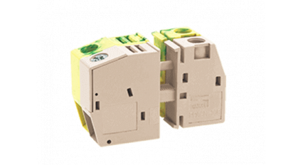 Клеммная колодка DINKLE PPACN-10G, Винтовая, сечение провода 0.5-16 мм2, ток 76 A, Желто-зеленый фото 1