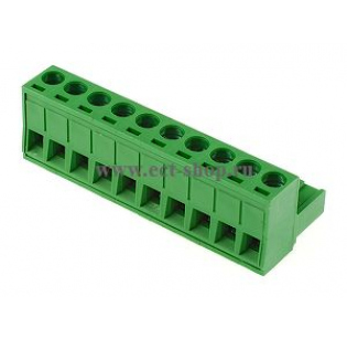 Клеммная колодка DINKLE 2ESDV-10P, Винтовая, 10 контактов, сечение провода 0.2-4 мм2, ток 18 A, Зеленый