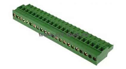 Клеммная колодка DINKLE 2ESDP-22P, Винтовая, 22 контакта, сечение провода 0.2-4 мм2, ток 18 A, Зеленый фото 1