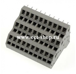 Клеммная колодка DINKLE W3K508-30P, Пружинная, 30 контактов, сечение провода 0.5-2.5 мм2, ток 24 A, Серый