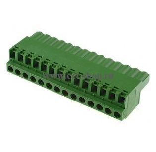 Клеммная колодка DINKLE 2ESDF-14P, Винтовая, 14 контактов, сечение провода 0.2-4 мм2, ток 18 A, Зеленый