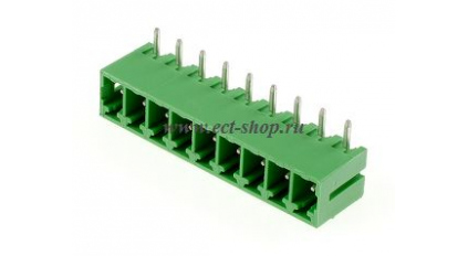 Клеммная колодка DINKLE ECH381R-09P, 9 контактов, сечение провода - мм2, ток 14 A, Зеленый фото 1