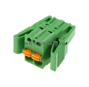 Клеммная колодка DINKLE 2ESDST-02P, Пружинная, 2 контакта, сечение провода 0.2-2.5 мм2, ток 15 A, Зеленый