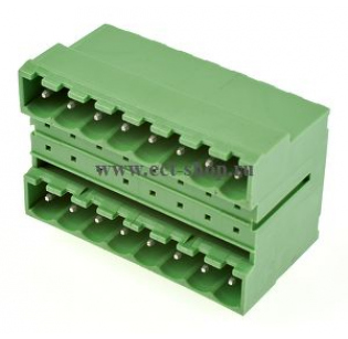 Клеммная колодка DINKLE 5EHDBR-16P, 16 контактов, сечение провода - мм2, ток 18 A, Зеленый