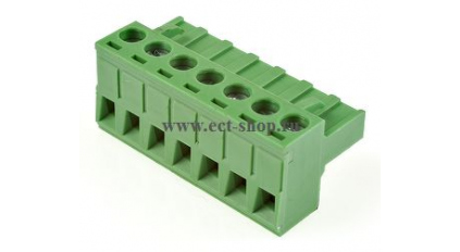 Клеммная колодка DINKLE 5ESDT-07P, Винтовая, 7 контактов, сечение провода 0.2-2.5 мм2, ток 18 A, Зеленый фото 1