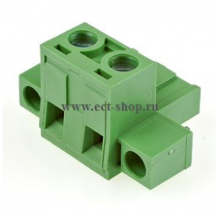 Клеммная колодка DINKLE 3ESDVM-02P, Винтовая, 2 контакта, сечение провода 0.2-4 мм2, ток 18 A, Зеленый