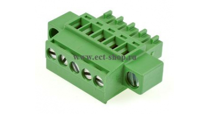 Клеммная колодка DINKLE EC381RM-05P, Винтовая, 5 контактов, сечение провода 0.2-1.5 мм2, ток 14 A, Зеленый фото 1