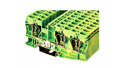 Клеммная колодка DINKLE AK6-TN-PE, Пружинная, сечение провода 0.5-6 мм2, ток 41 A, Желто-зеленый фото 1