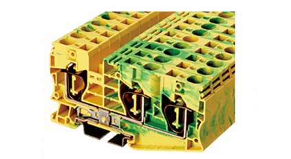 Клеммная колодка DINKLE AK10-TN-PE, Пружинная, сечение провода 1.5-10 мм2, ток 57 A, Желто-зеленый фото 1