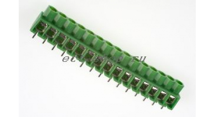 Клеммная колодка DINKLE 166-15P, Винтовая, 15 контактов, сечение провода 0.5-4 мм2, ток 24 A, Зеленый фото 1