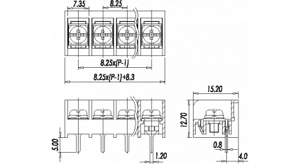 Клеммная колодка DINKLE DT-39-B01W-10, Винтовая, 10 контактов, сечение провода 0.5-2.5 мм2, ток 24 A, Черный фото 3