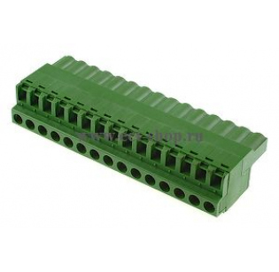 Клеммная колодка DINKLE 2ESDF-15P, Винтовая, 15 контактов, сечение провода 0.2-4 мм2, ток 18 A, Зеленый