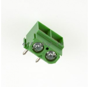 Клеммная колодка DINKLE ED500R-02P (новый корпус), Винтовая, 2 контакта, сечение провода 0.5-1.5 мм2, ток 10 A, Зеленый