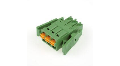 Клеммная колодка DINKLE 0221-2403, Пружинная, 3 контакта, сечение провода 0.2-1.5 мм2, ток 8 A, Зеленый фото 1