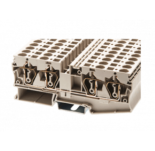 Клеммная колодка DINKLE AK6-TR, Пружинная, сечение провода 0.5-6 мм2, ток 41 A, Бежевый