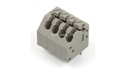 Клеммная колодка DINKLE 0136-2004, Пружинная, 4 контакта, сечение провода 0.2-0.75 мм2, ток 8 A, Серый фото 1