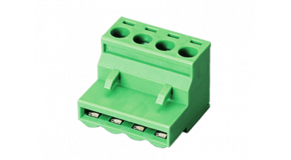 Клеммная колодка DINKLE 5ESDG-04P, Винтовая, 4 контакта, сечение провода 0.25-2.5 мм2, ток 12 A, Зеленый фото 1