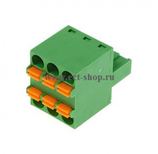 Клеммная колодка DINKLE 2ESDB-03P, Пружинная, 3 контакта, сечение провода 0.2-2.5 мм2, ток 15 A, Зеленый