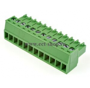 Клеммная колодка DINKLE EC381V-12P, Винтовая, 12 контактов, сечение провода 0.2-1.5 мм2, ток 14 A, Зеленый