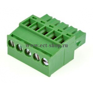Клеммная колодка DINKLE EC350RL-05P, Винтовая, 5 контактов, сечение провода 0.2-1.5 мм2, ток 14 A, Зеленый