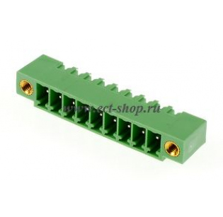 Клеммная колодка DINKLE ECH350VM-09P, 9 контактов, сечение провода - мм2, ток 14 A, Зеленый