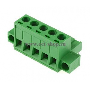 Клеммная колодка DINKLE 5ESDVM-05P, Винтовая, 5 контактов, сечение провода 0.2-4 мм2, ток 18 A, Зеленый