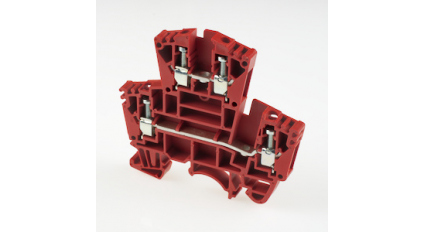 Клеммная колодка DINKLE DKK4-RD, Винтовая, сечение провода 0.14-4 мм2, ток 32 A, Красный фото 1