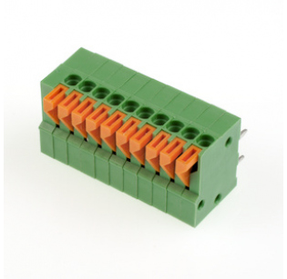 Клеммная колодка DINKLE 141R-10P, Пружинная, 10 контактов, сечение провода 0.14-0.5 мм2, ток 6 A, Зеленый