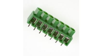 Клеммная колодка DINKLE 166-07P, Винтовая, 7 контактов, сечение провода 0.5-4 мм2, ток 24 A, Зеленый фото 1